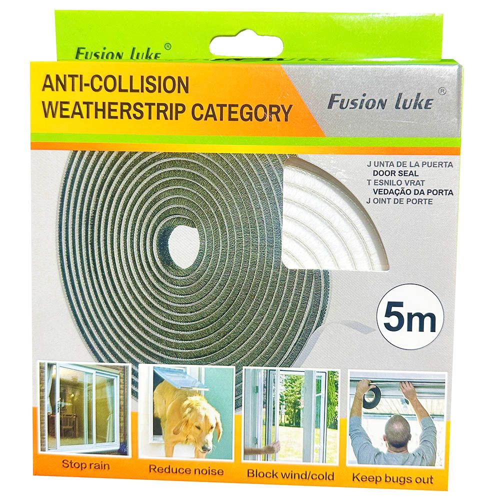 5M Anti-Collision Weather Stripping Brush – Pile Self-Adhesive Seal for Sliding For Doors & Windows Frame Gap Seam Strip Side Draft Stopper Waterproof Blocker Indoor Weatherstrip