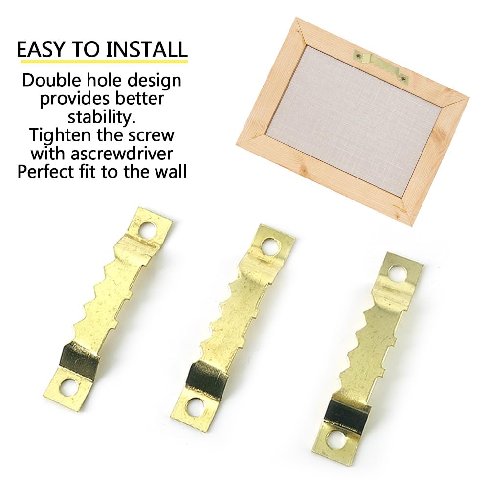 8 Set Sawtooth Hangers Picture Frame Hanging Kit + Mini Gradienter Level, Hooks, Screws Hardware for Paintings, Photos, Artwork, Home Decor, Clock