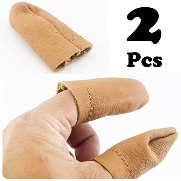 2pcs Handmade Leather Finger Protectors Soft Cowhide Leather Needle Felting Fingers Thimble Guards Covers For DIY Hand Leathercraft Knitting Industrial DIY Grade
