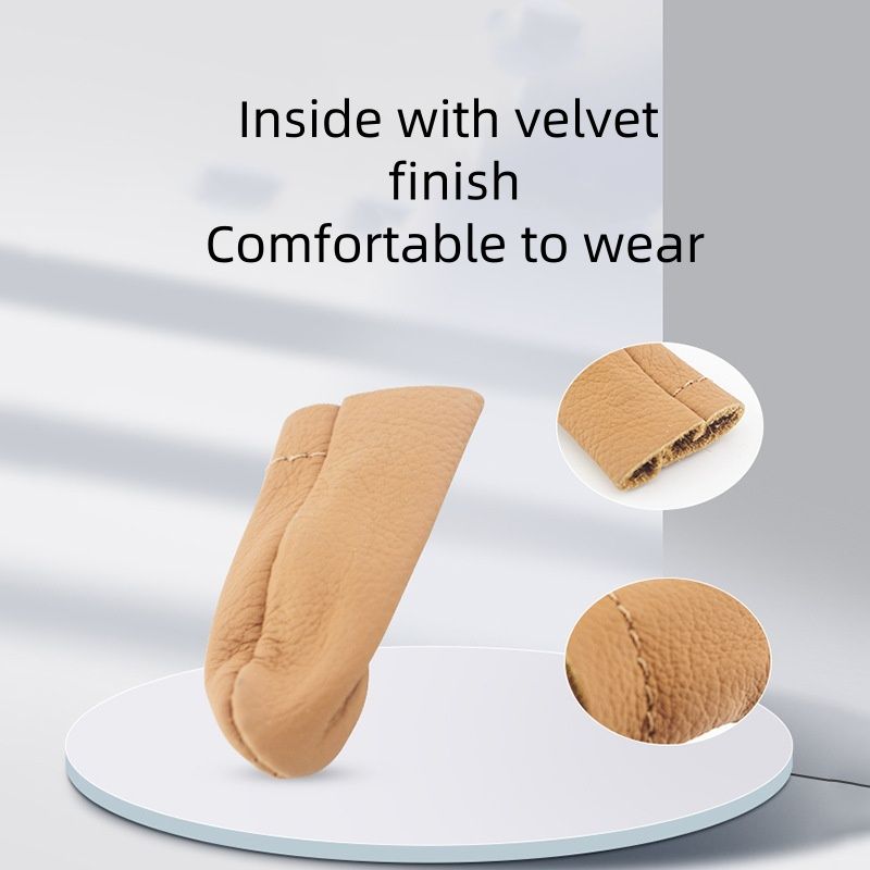 2pcs Handmade Leather Finger Protectors Soft Cowhide Leather Needle Felting Fingers Thimble Guards Covers For DIY Hand Leathercraft Knitting Industrial DIY Grade