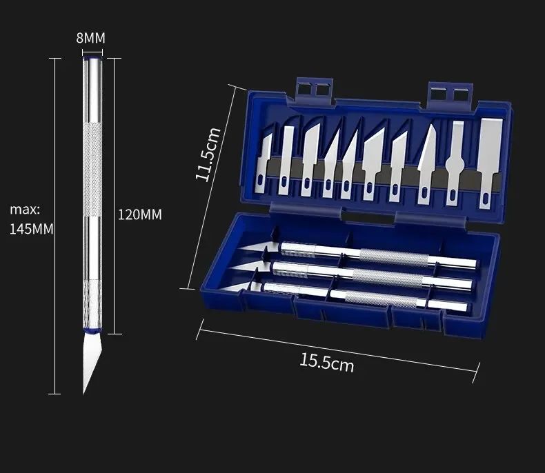 13Pcs Metal Carving Knife Pen Style Art Seal Cutting Manual Combination Paper Cuttings Non-Slip Gadget DIY Precision Repair Tool
