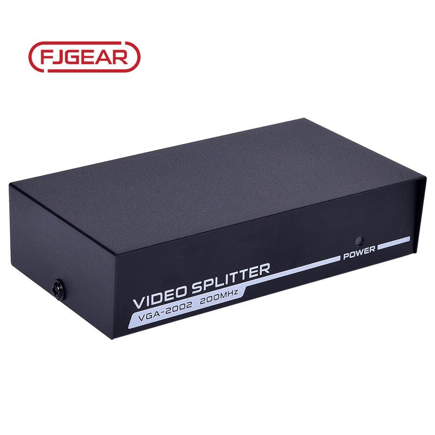 FJGEAR 2 Port VGA HD Splitter 200Mhz FJ-2002 High Quality 30 Meters Remote Transmission 1 Input 2 Output Resolution 1920x1440 Video Supports VGA,XGA,SVGA,UXGA