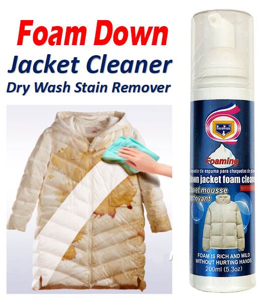 Kuakua Down Jacket Foam Cleaner - Duvet Mousse Dry Cleaning Foam Quick Wear Detergent Spray Grease Stains Yellow Puffer Jacket Wash for All Kinds of Fabric, 200ml