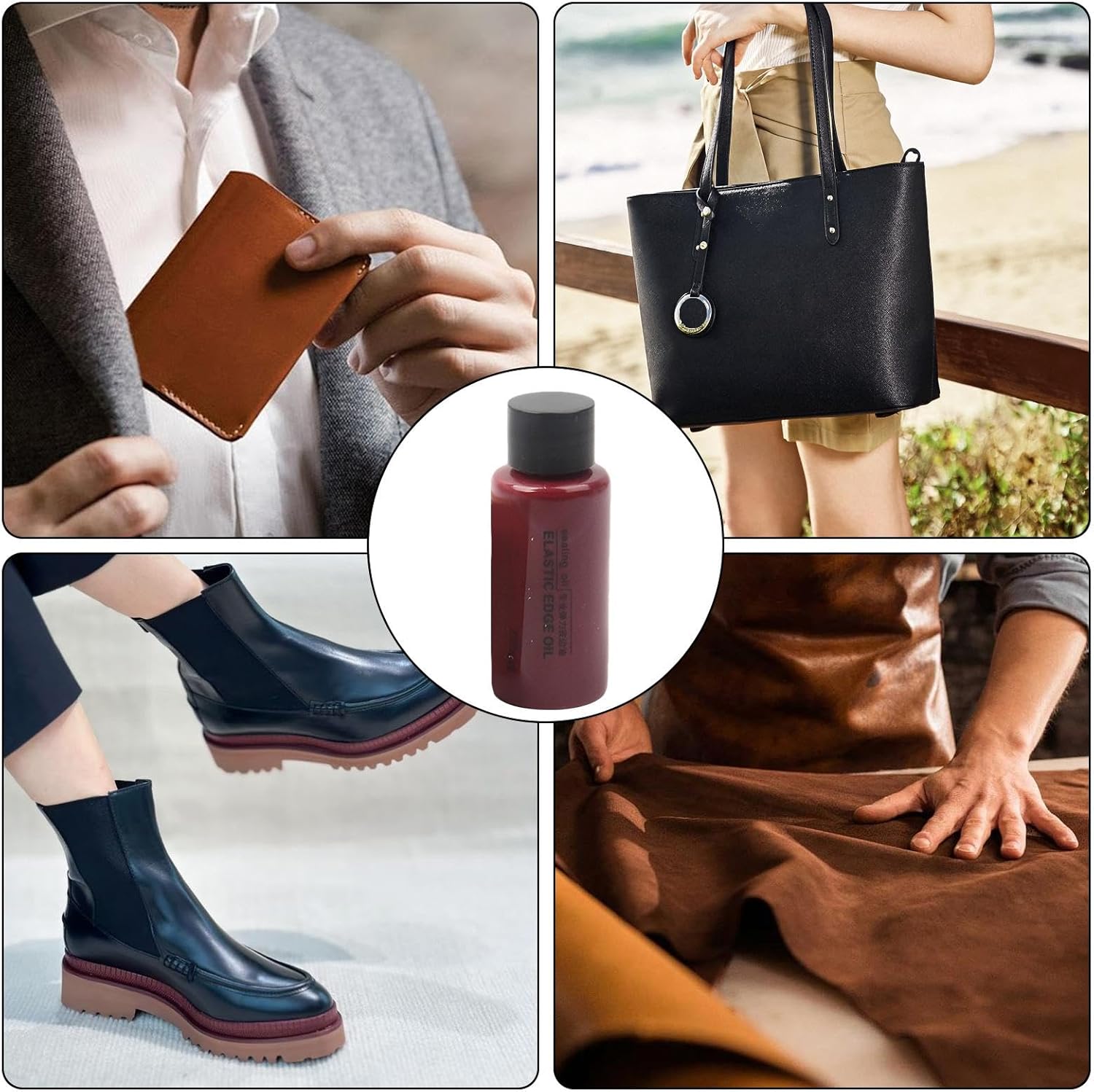 Wine Red Leather Recoloring Manual Restore Oil Matte Color Restorer Edge Dressing Edge Coat Finish Protectant Dressing 30ml Quick & Easy Solution Oil For Belts