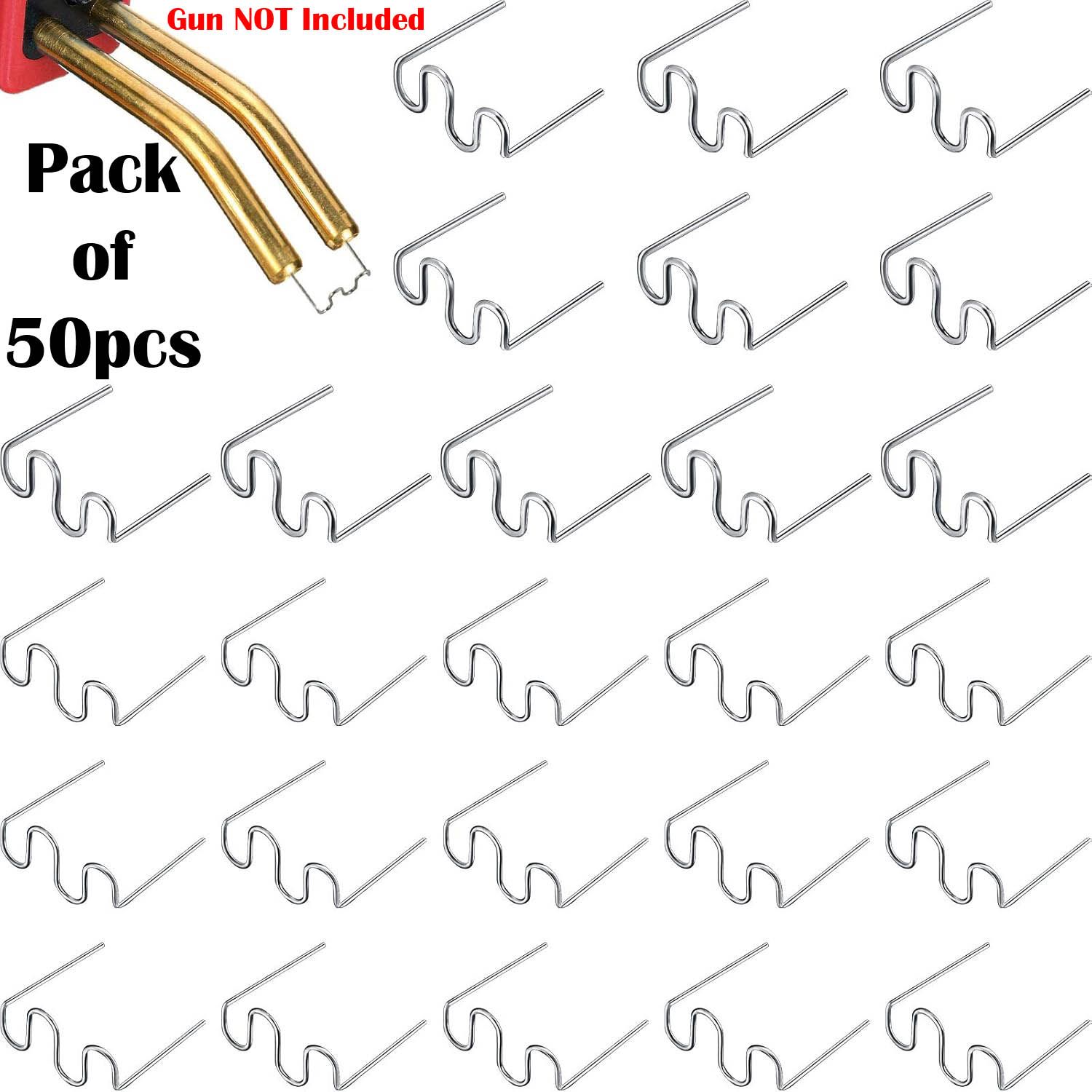 50pcs Car Bumpers Welding Rods S-Type Hot Staples Repair Machine Dashboards Lamp Holders Plastic Stainless Steel Pins Stapler(Stapler/Gun NOT Included) ABS PVC Nylon Holders Wave Rings Painting Body W