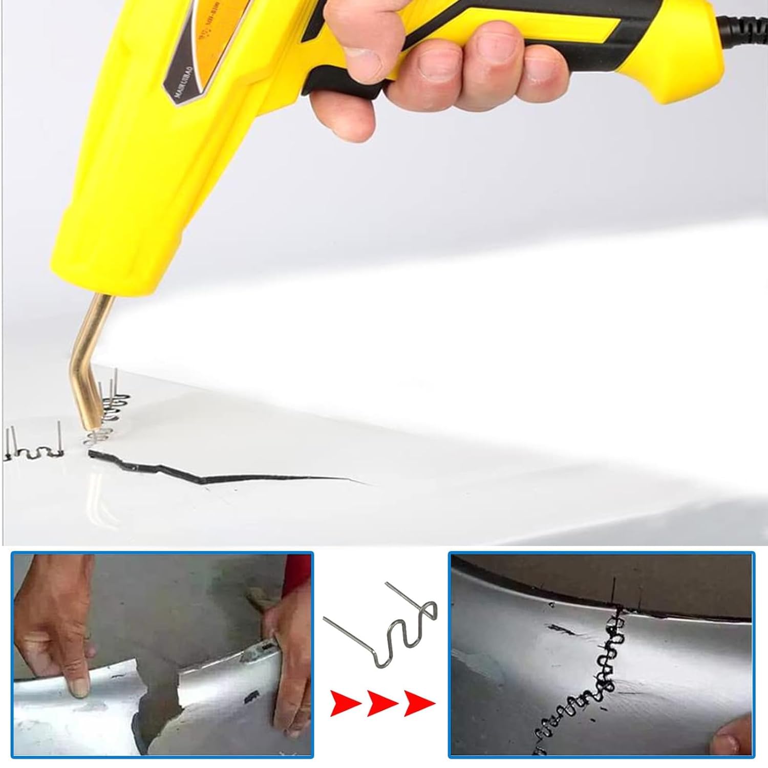 50pcs Car Bumpers Welding Rods S-Type Hot Staples Repair Machine Dashboards Lamp Holders Plastic Stainless Steel Pins Stapler(Stapler/Gun NOT Included) ABS PVC Nylon Holders Wave Rings Painting Body W