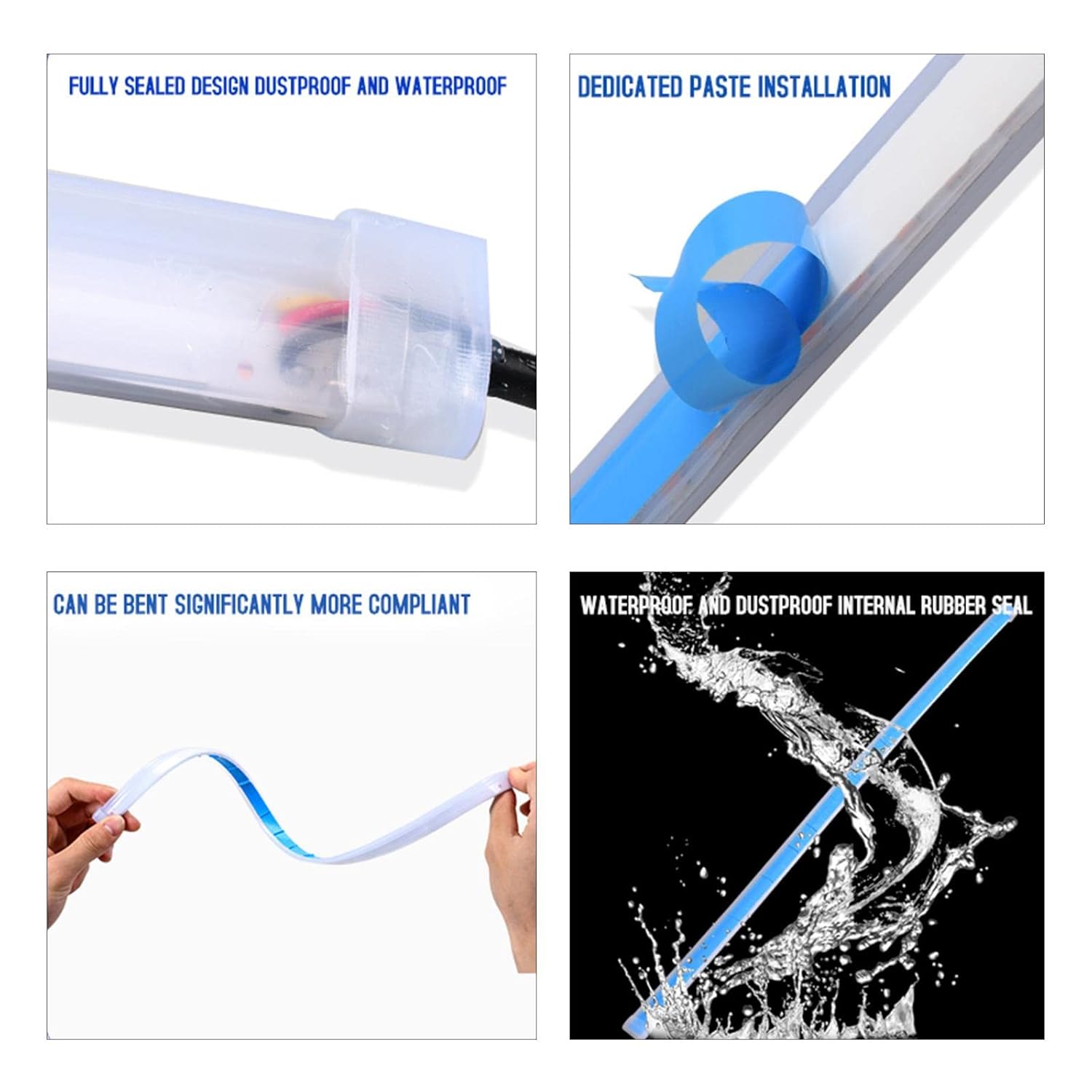 2pcs Car DRL Flexible Waterproof Headlight LED Strip Universal Angel Eye Auto Headlights White + Turn Signal Yellow Indicator Brake 12V DC Flow Sequential Daytime Running Lights Modification 30/45/60