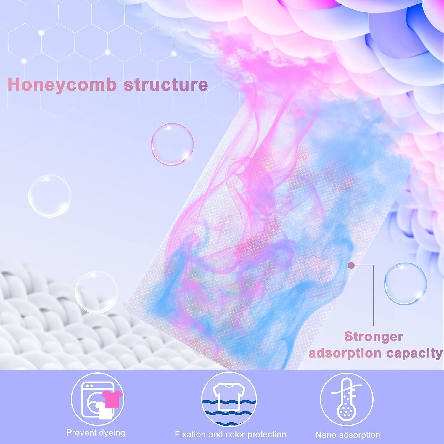 50pcs Anti-Dyeing Fabric Color Absorbing Paper, Cross-Resistant Anti-Staining Sheets Suces Clothing Absorbent Film, Colour & Dirt Catcher Household Washing Machine