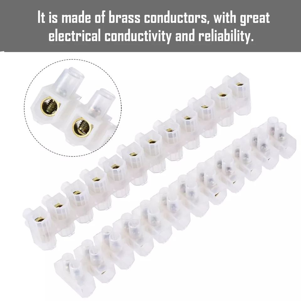 12 Way Connecting Terminals Cable Connector Strip Electrical Wire Terminal Block Connection Spring Lever Reusable 12 Point Screw Dual Row Electric Barrier