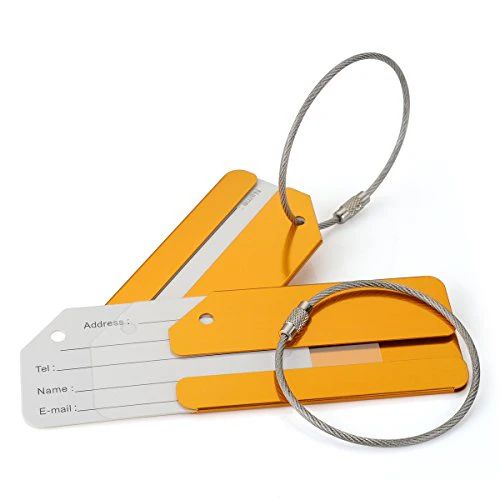 Luggage Tag Metal Travel Baggage Name Tags Suitcase Address Phone Number Label Holder Aluminium + Steel Rope Tie Plane ID Card Anti-lost Solid Colour Briefcase Nametag Accessories