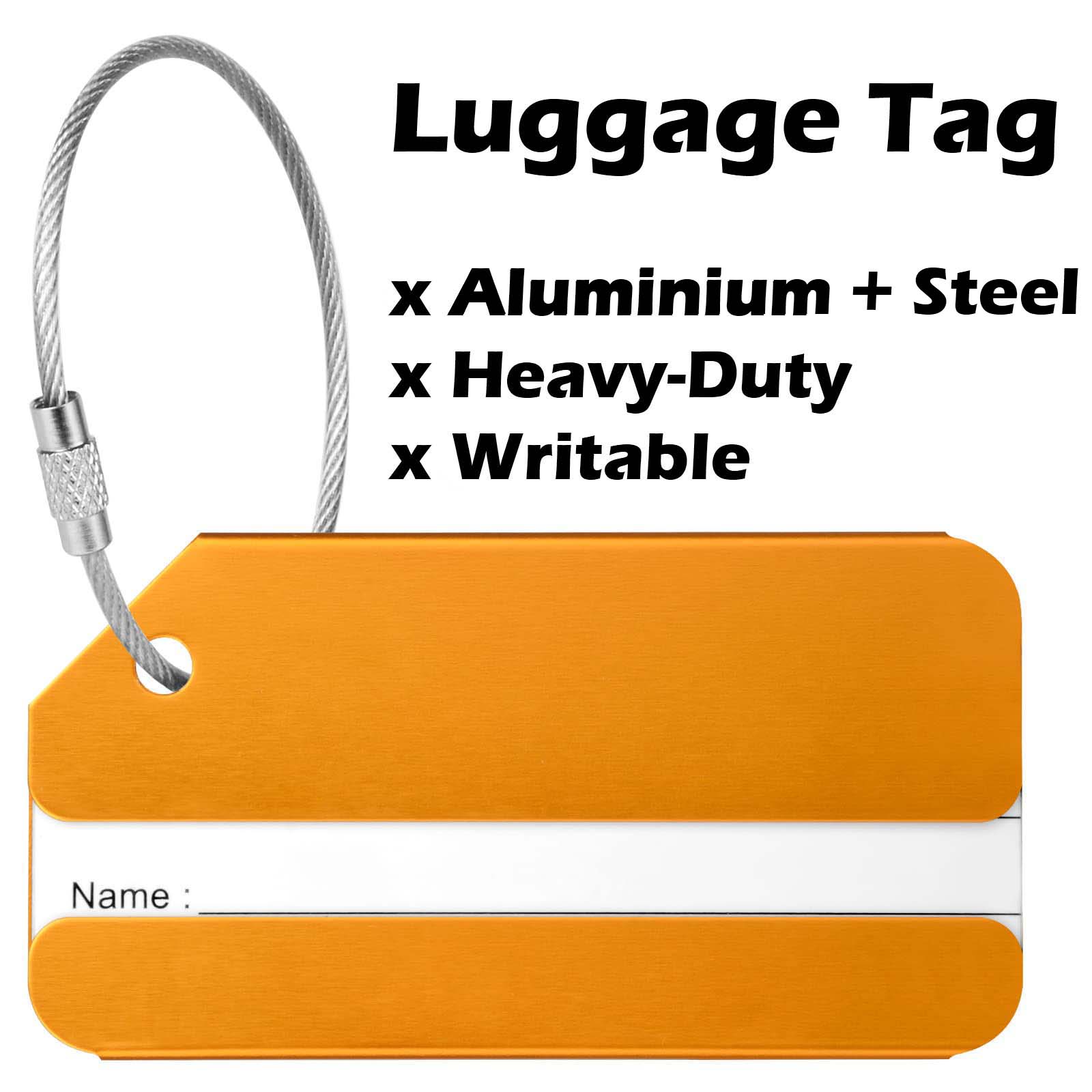 Luggage Tag Metal Travel Baggage Name Tags Suitcase Address Phone Number Label Holder Aluminium + Steel Rope Tie Plane ID Card Anti-lost Solid Colour Briefcase Nametag Accessories