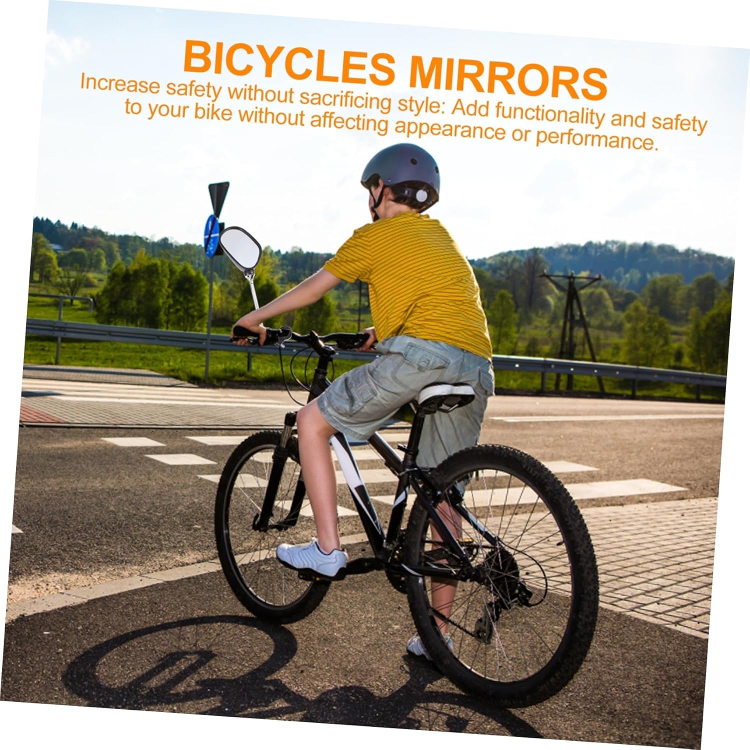 Adjustable Handlebar Bike Mirror, Scratch Resistant HD Glass Lens + Front Reflector Universal Fit Rearview Bicycle Mirrors, 360 Rotatable, Compatible with Mountain Bikes, E-bikes Road Safe Cycling