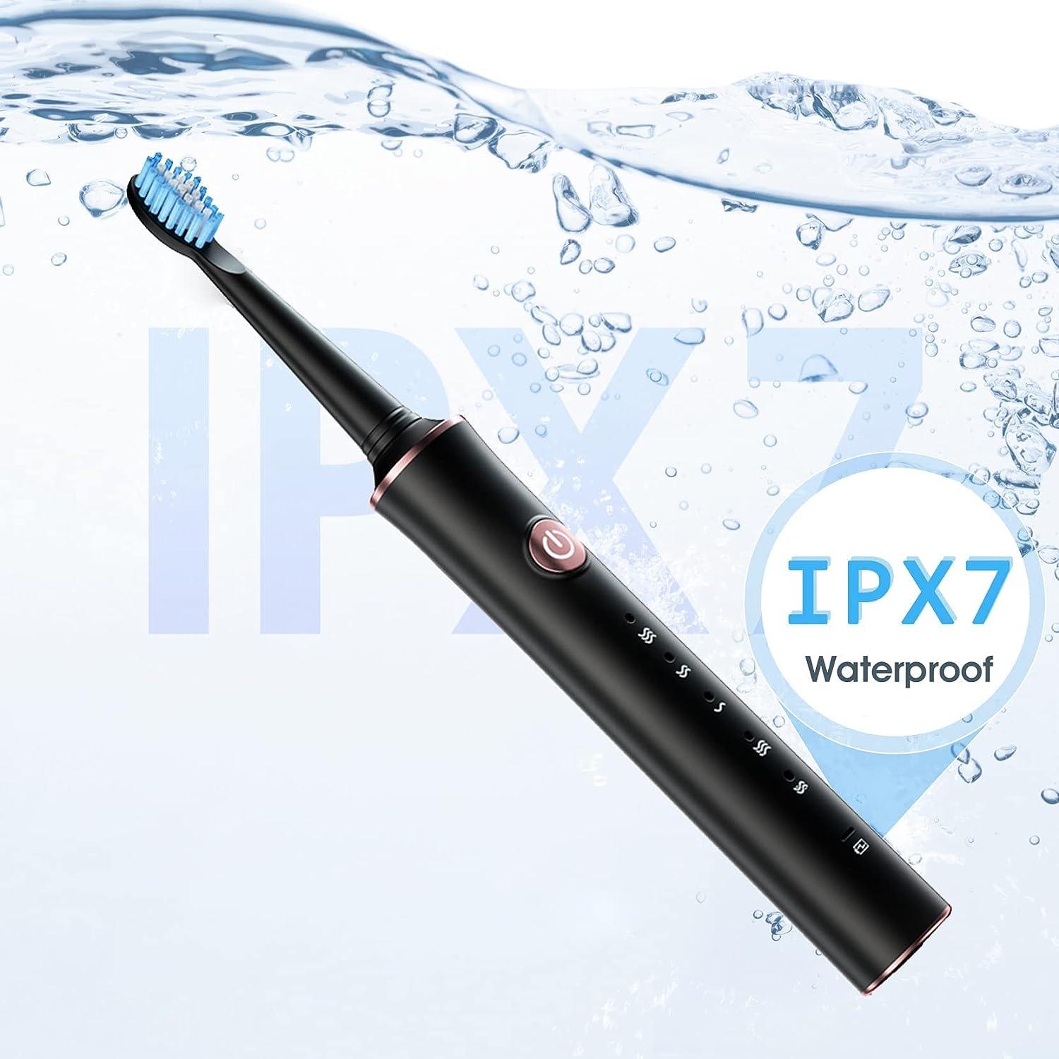 Electric Toothbrush 4 Dupont Brush Heads 5 Modes IPX7 Waterproof Premium Quality 38000 VPM Motor 2hrs Fast Charge for 45 Day Use Powered Toothbrush Rechargeable Sonic Toothbrush Whitening Soft Clean f