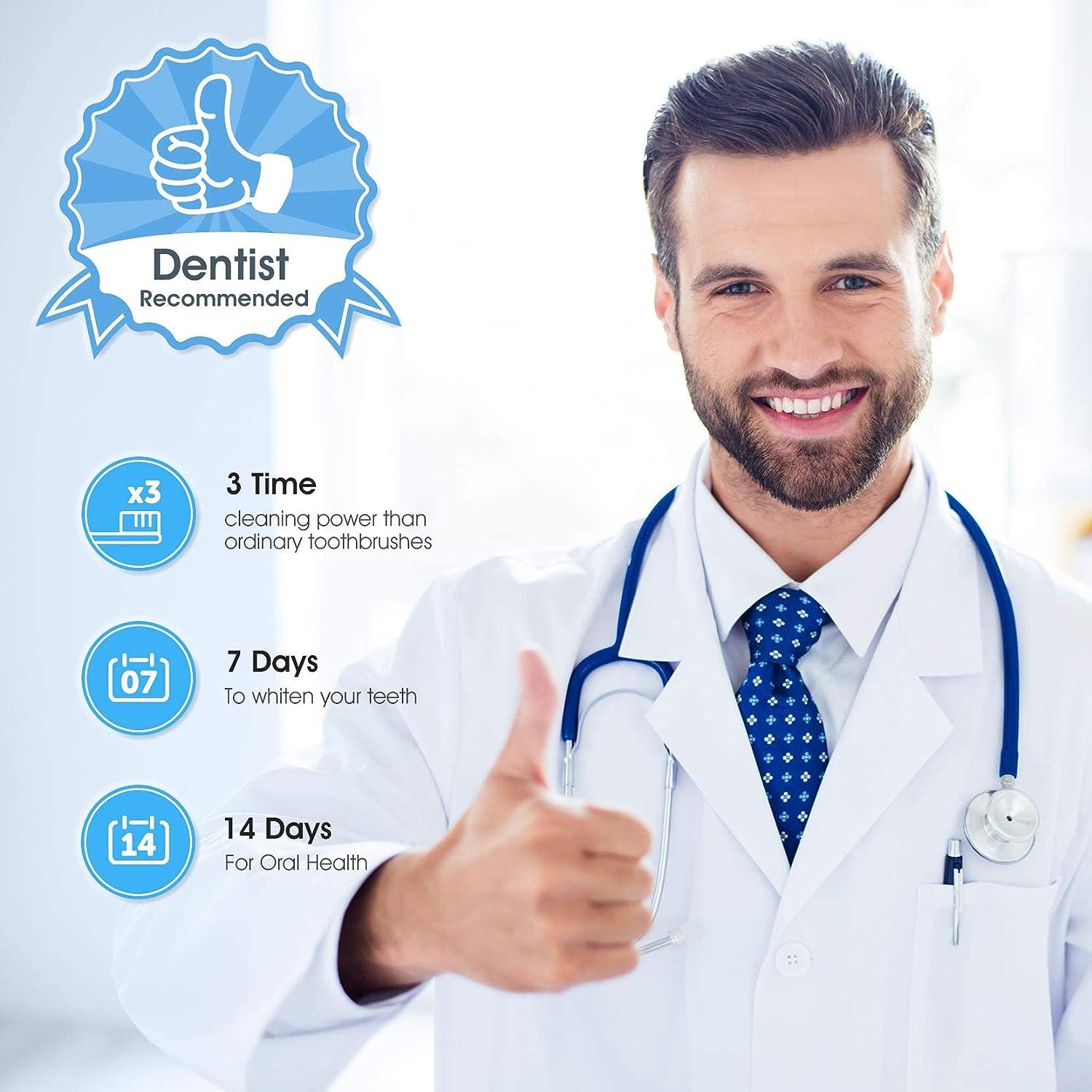 Electric Toothbrush 4 Dupont Brush Heads 5 Modes IPX7 Waterproof Premium Quality 38000 VPM Motor 2hrs Fast Charge for 45 Day Use Powered Toothbrush Rechargeable Sonic Toothbrush Whitening Soft Clean f