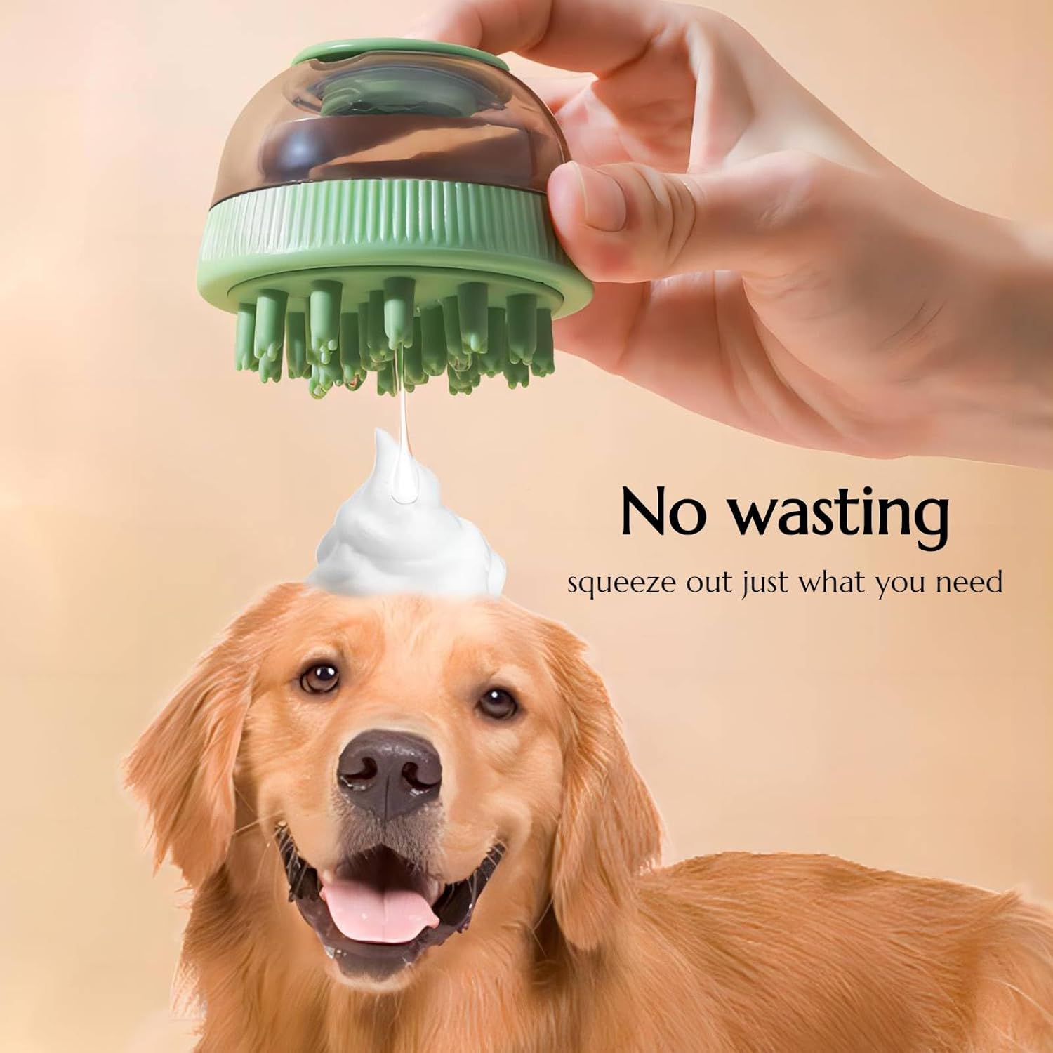 Double Heads Pet Bath Brush with Refillable Soap Dispenser, Cat Dog Shampoo Silicone Space Capsule for Massage, Clean, Groom, Beauty Shower Cleaning Brushes