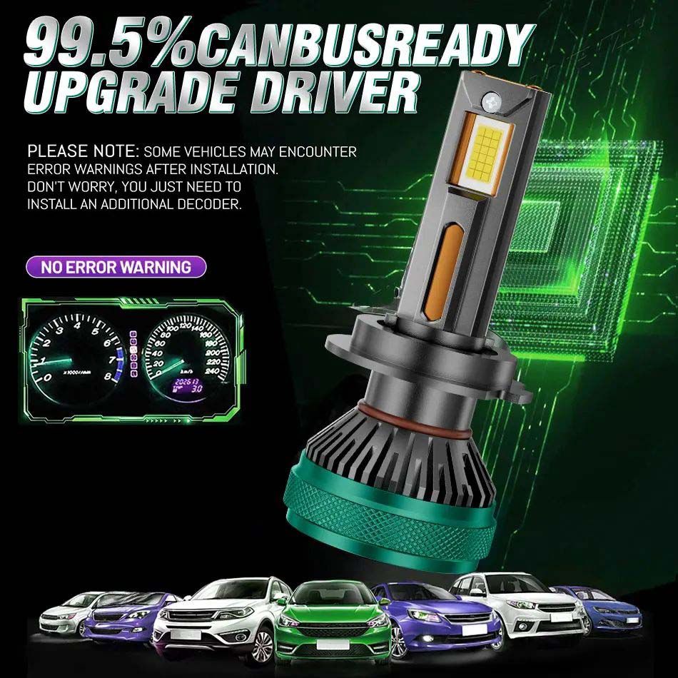 2pcs(1pair) 2200W LED H7 Car Headlight Bulbs Canbus K5C High Power 3000000LM 8590 Chip Turbo Fan Fog Light IP68 Waterproof