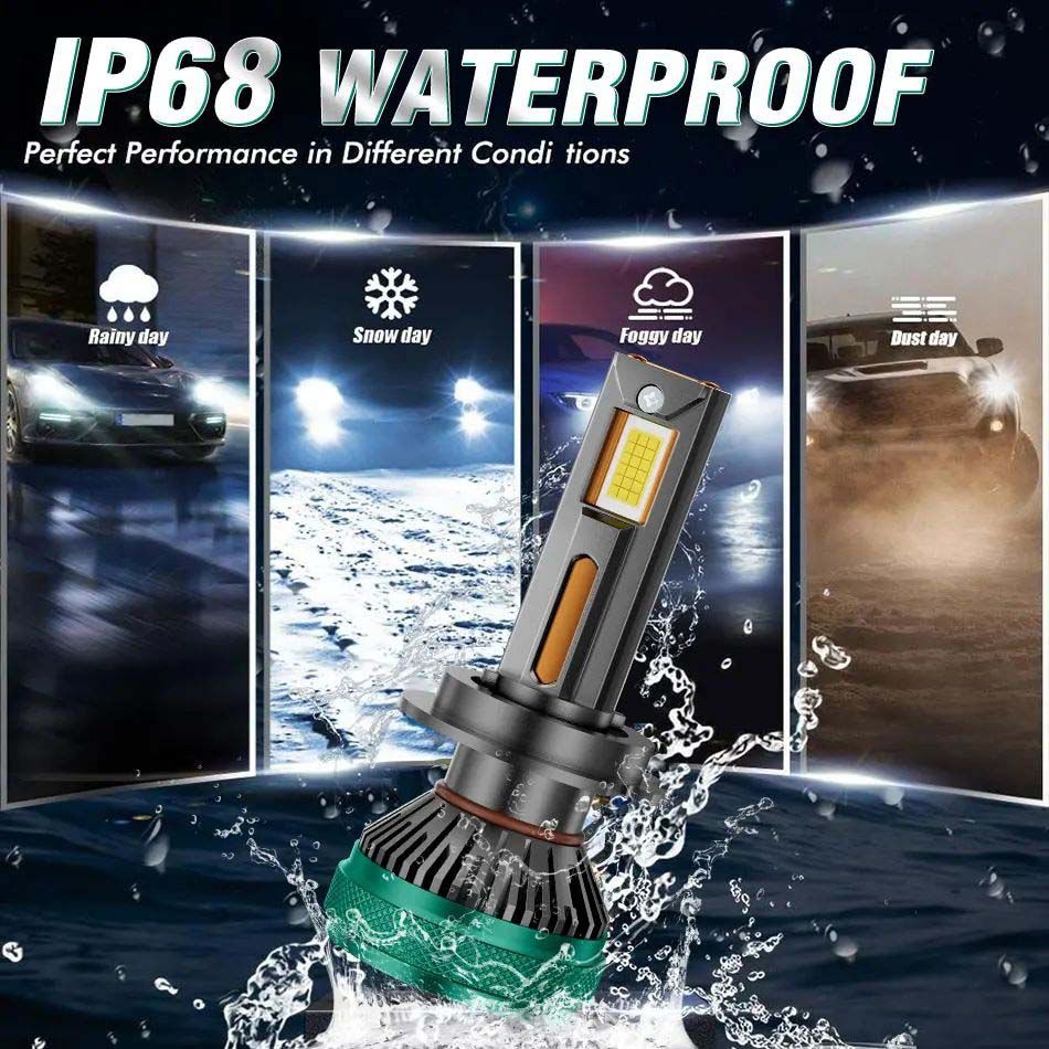 2pcs(1pair) 2200W LED H7 Car Headlight Bulbs Canbus K5C High Power 3000000LM 8590 Chip Turbo Fan Fog Light IP68 Waterproof