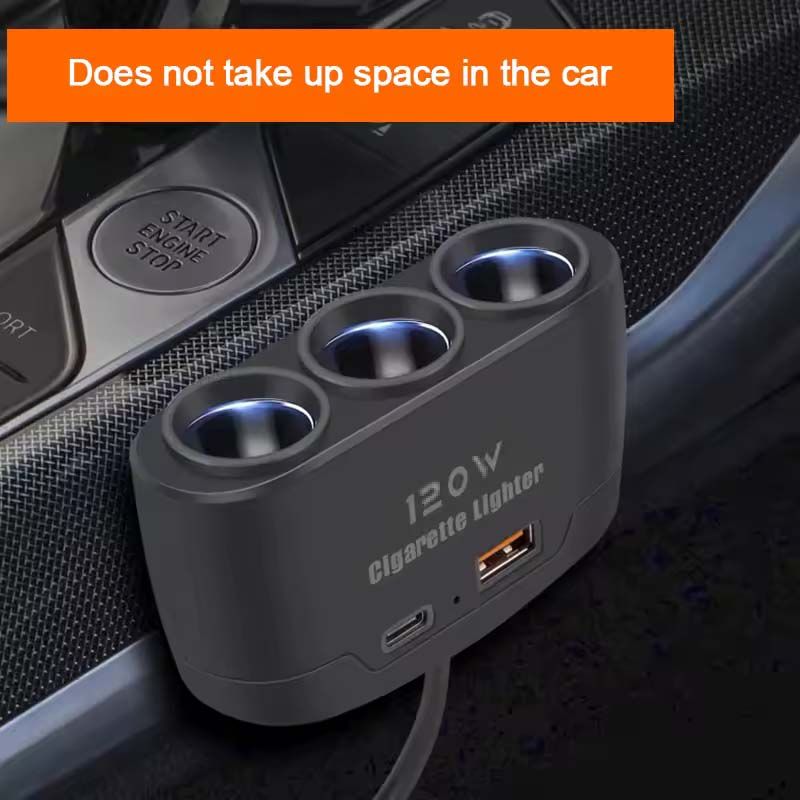 3 Way 12-24V Multi Socket Car Splitter USB Charger Adapter for Cars Trucks PD Fast Charging Mobile Phone Power Cigarette Lighter For Android IPhone IPad GPS Dashcam