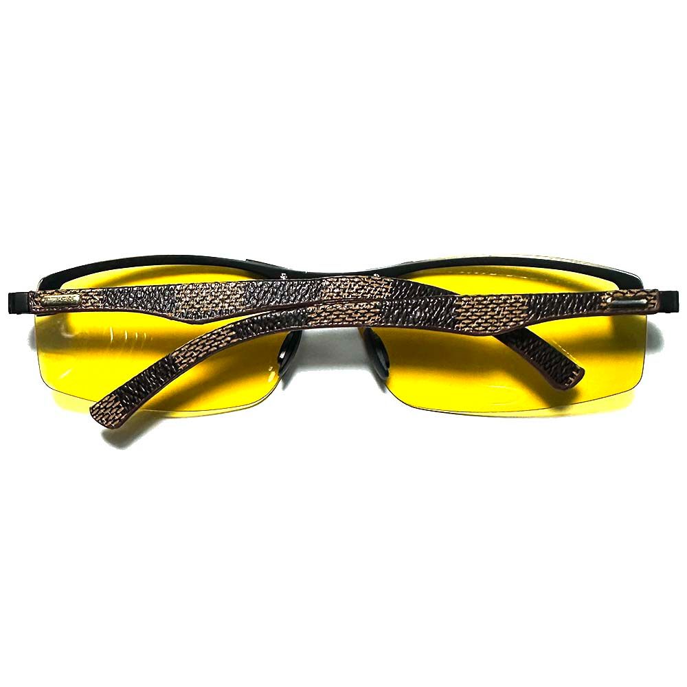 Men Night Vision Glasses for Driving Yellow Glasses PC Frame Sunglasses Outdoor To Handle At Night Anti Glare