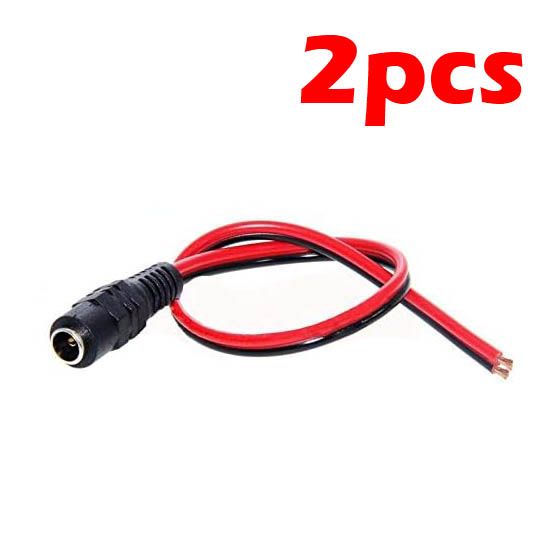 2pcs 5.5mm x 2.1mm DC Inline Female Socket With Cable 25cm Power Pigtail 18AWG Connector Plug, 12V 5A Barrel Jack Connector for CCTV Security Camera and Lighting Power Routers, LED strips