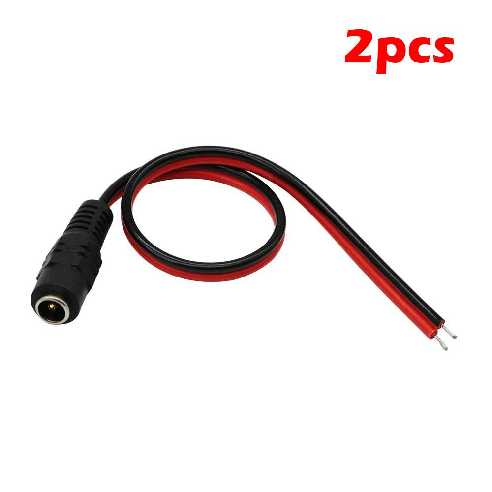 2pcs 5.5mm x 2.1mm DC Inline Female Socket With Cable 25cm Power Pigtail 18AWG Connector Plug, 12V 5A Barrel Jack Connector for CCTV Security Camera and Lighting Power Routers, LED strips