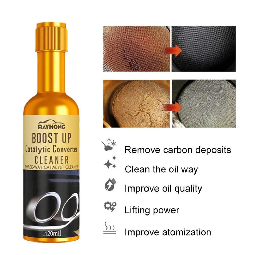 Boost Up 120ml Car Catalytic Converter Cleaner for Engine Performance Rayhong Boostup Vehicle Booster Fuel Injectors Exhaust Pipe Cleaning Additive Removes Carbon Deposits & Residues Restore Power