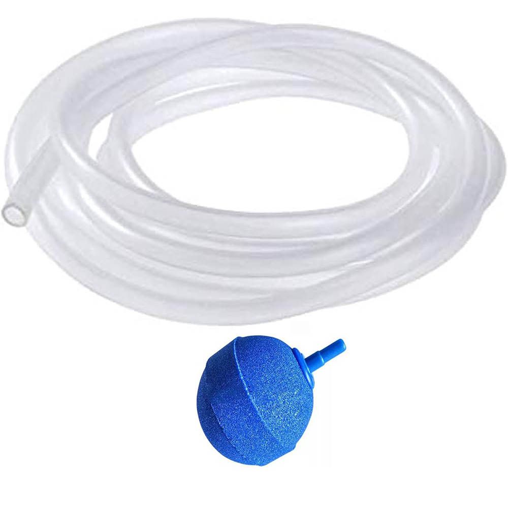 2m Aquarium Oxygen Tube Airline Tubing + Air Stonea Cylinder Bubble Diffuser Release Airstones for Fish Tank Pump and Hydroponics Pipe