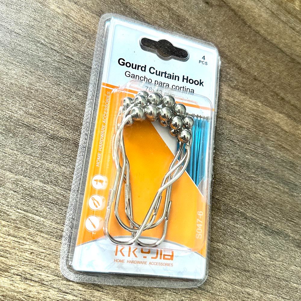 4pcs Gourd Curtain Hook Silver Set of Shower Rings Hooks Bathroom Poles Rod for Window Door Sturdy Metal with Rolls to slide