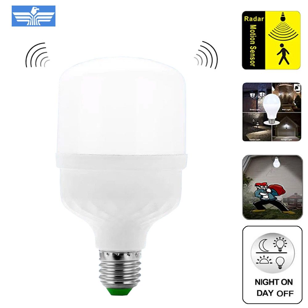 Motion Sensor Light E27 Bulbs 20W Motion Activated Dusk to Dawn Security Light Bulb for Hallway