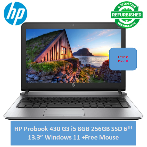 (i5+8GB+256GB)Refurbished Hp Probook 430 G3 Laptop i5 6th 8GB RAM 256GB SSD ROM 13.3" Windows 11 Notebook Bluetooth Webcam refurbished hp laptops