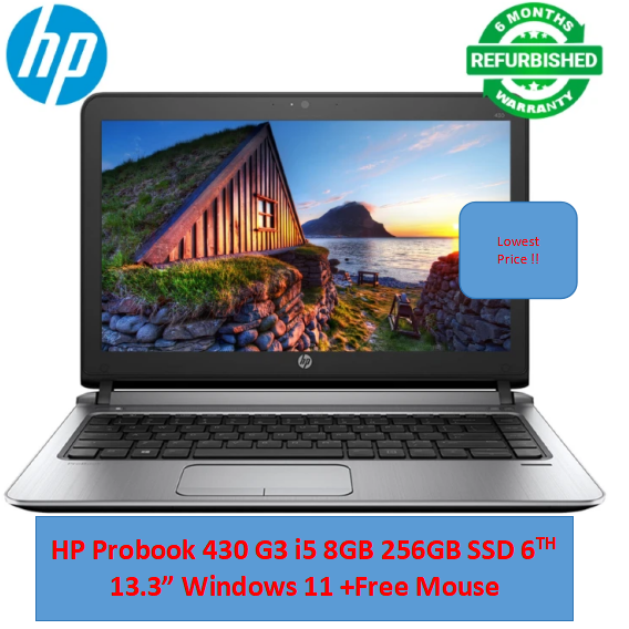 (i5+8GB+256GB)Refurbished Hp Probook 430 G3 Laptop i5 6th 8GB RAM 256GB SSD ROM 13.3" Windows 11 Notebook Bluetooth Webcam refurbished hp laptops