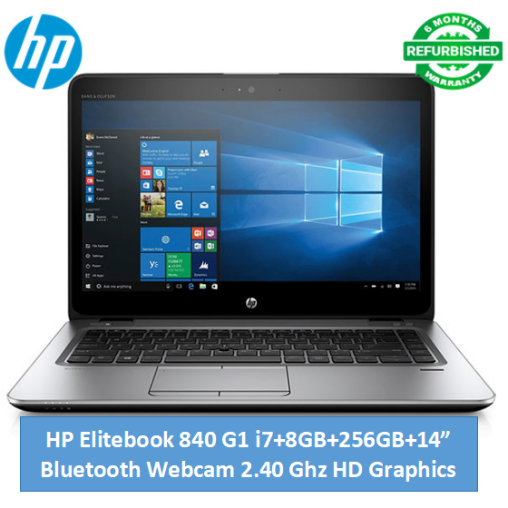 (i7+8GB+256GB+14")Refurbished Hp Elitebook 840 G1 Laptop - Intel Core i7 6th - 8GB RAM 256GB SSD ROM - 14'' Windows 11 Notebook Silver 14 inch FHD Display