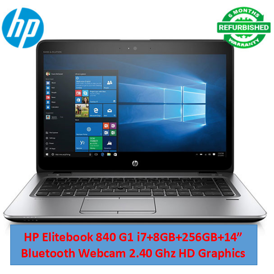 (i7+8GB+256GB+14")Refurbished Hp Elitebook 840 G1 Laptop - Intel Core i7 6th - 8GB RAM 256GB SSD ROM - 14'' Windows 11 Notebook Silver 14 inch FHD Display