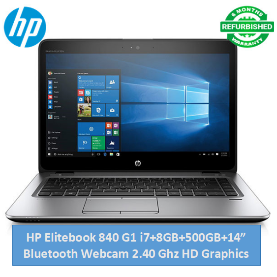 (i7+8GB+500GB+14")Refurbished Hp Elitebook 840 G1 Laptop - Intel Core i7 6th - 8GB RAM 500GB HDD ROM - 14'' Windows 11 Notebook Silver 14 inch FHD Display