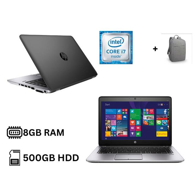 HP Elitebook 840 G2 core i7 8GB RAM 500GB HDD 14 inches windows 10 pro usb ports, camera, up to 3.1 GHz Notebook PC +Bag