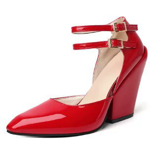 New cross-border European and American fashion style daily commuting pointed toe wedge heel high heels Mary Jane single shoes for women