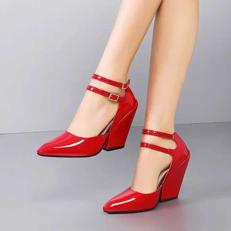 New cross-border European and American fashion style daily commuting pointed toe wedge heel high heels Mary Jane single shoes for women