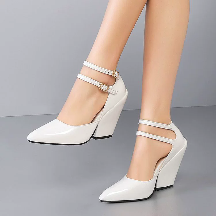 New cross-border European and American fashion style daily commuting pointed toe wedge heel high heels Mary Jane single shoes for women