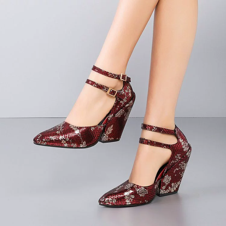 New cross-border European and American fashion style daily commuting pointed toe wedge heel high heels Mary Jane single shoes for women