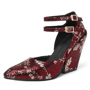 New cross-border European and American fashion style daily commuting pointed toe wedge heel high heels Mary Jane single shoes for women