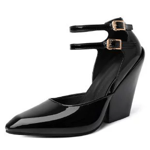 New cross-border European and American fashion style daily commuting pointed toe wedge heel high heels Mary Jane single shoes for women