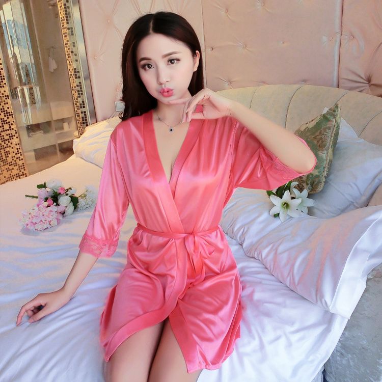 New Arrivals Loose Sleeve Ice Silk Pajamas Lace Women Nightwear Nightgowns Nightdress Sleepwear Sleeping Night Dress Gowns Ladies Clothes Women Clothes