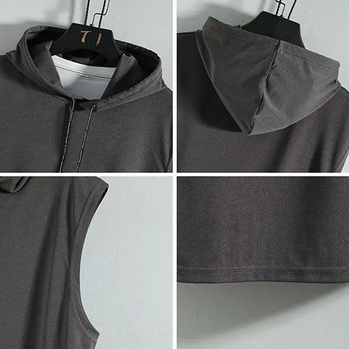 Summer Men Clothing Tank Tops Plus Size Sweatshirt Sleeveless Tops Hoodie Vest Workout Fitness Mens T Shirt Workout Hip Hop Vest
