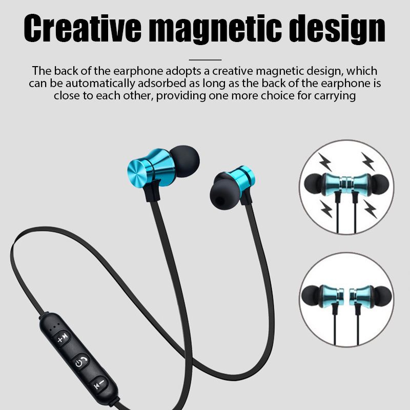 Magnetic Bluetooth Earphones Sports Wireless Earbuds Super Bass With Mic For All Smart Phones  Stereo Sports Waterproof Earbuds Wireless in-ear Headset with Mic