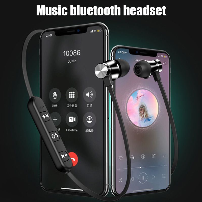 Magnetic Bluetooth Earphones Sports Wireless Earbuds Super Bass With Mic For All Smart Phones  Stereo Sports Waterproof Earbuds Wireless in-ear Headset with Mic