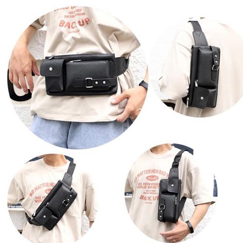 Fashion Men Women Waist Bag Casual Fanny Pack Purse Large Phone Belt Bag Leather Outdoor Travel Phone Bag
