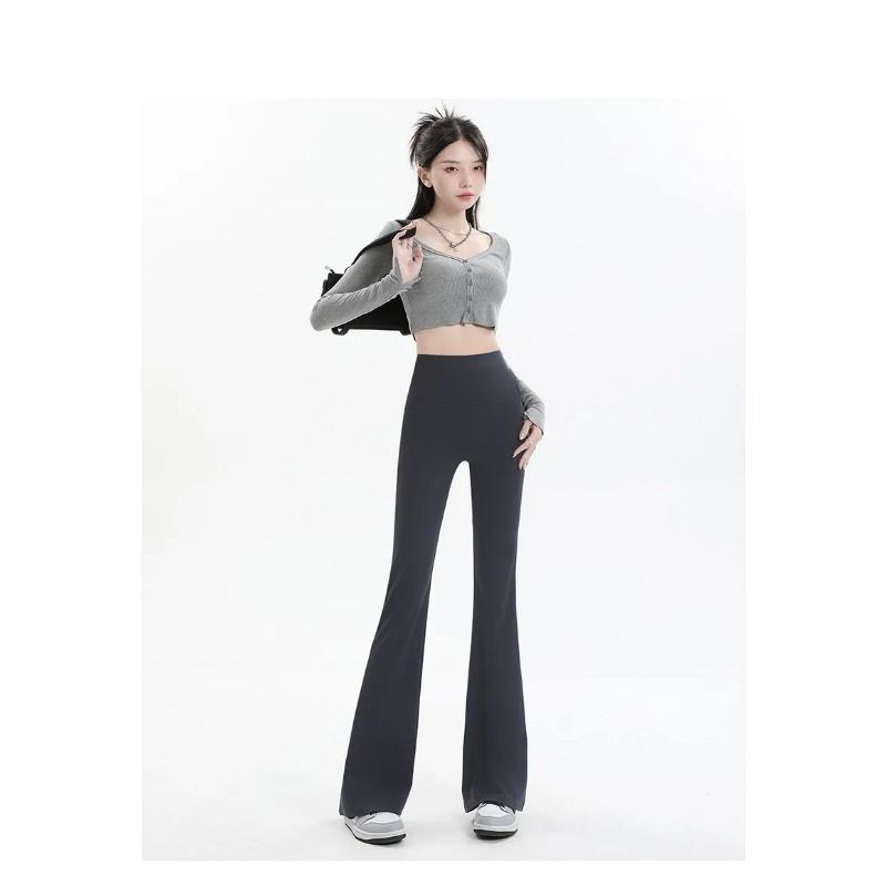 Women Trousers Flare Leggings High Waist Wide Leg Yoga Pants Seamless Fitness Workout Tights Gym Sports Casual Slimming Clothing