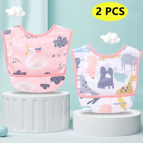 Baby Kids Toddler Long Sleeve Scarf Waterproof Art Smock Feeding Bib Apron Pocket Infant Boys Girls Burp Cloth Bandana Bibs