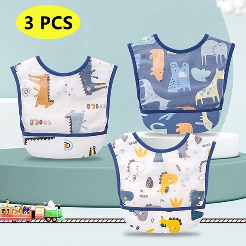 Baby Kids Toddler Long Sleeve Scarf Waterproof Art Smock Feeding Bib Apron Pocket Infant Boys Girls Burp Cloth Bandana Bibs