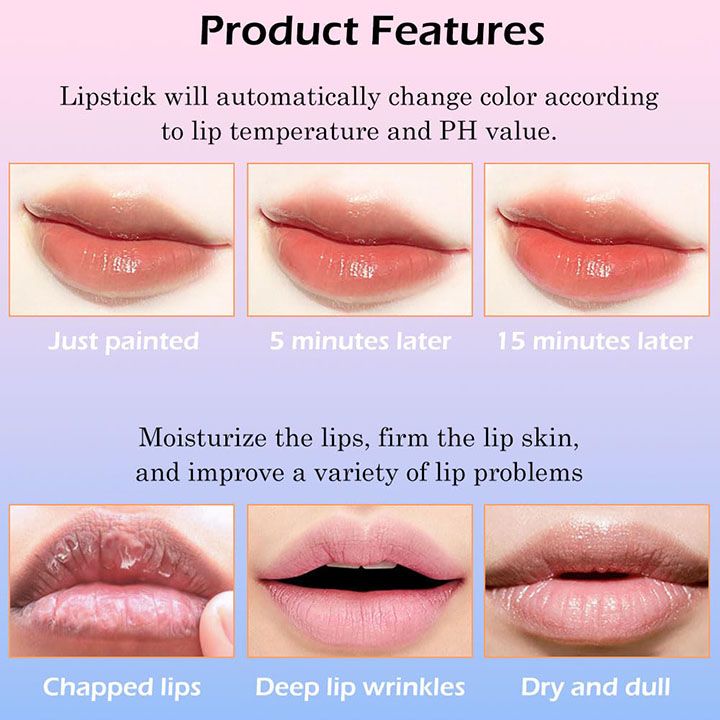 Peach Strawberry Orange Color Changing Change Lipstick Lip Balm Set for Women Korean Magic Lipstick Color Change Changing Lip Tint Tinted Stain Balm Long Lasting Waterproof Crystal Lipstick